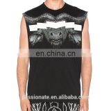 100% cotton men front graphic print tank tshirt