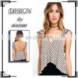 Custom High Quality Women Blouse Ruffly Straps Fashion Print Crop Top