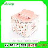 2015 Foldable Art Paper Pink Color Paper 4 Inch Cake Box With Handle