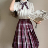 【Honda Middle Uniform Hall】Arbutus wine domestic high school students uniform check skirt
