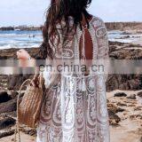 Summer Swimsuit Lace Crochet Hollow Beach Bikini Cover Up Women Tops Swimwear Beach Dress White Beach Tunic Loose Shirt thumbnail-3