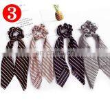 Girl Women Satin Chiffon Scrunchies Hairbands Solid Flower Leopard Design Ponytail Holder Stretch Headwear 6series thumbnail-3