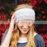High Quality Low MOQ Winter Ear Warmer White Beautiful Knitted Hair Band Girls Headband
