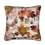 wholesale decorative print hazelnut and leaves with piping velvet seasonal pillow cushion cover for harvest
