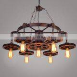 Retro Gear Industrial Loft Decorative Pendant Lamp Wood Chandelier Light thumbnail-2