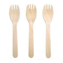Biodegradable Birch Wood Cutlery Disposable Wooden Spork Compostable Wooden Spork, for Party Supplies, Camping, BBQ, Salad, Ice Cream, Disposable Wood Party Tableware thumbnail-3