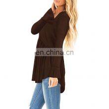 Wholesale Custom Women's Tops Western Style Spring and Autumn New Fashion Solid Color Round Neck Long Sleeve thumbnail-3