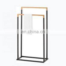 New Design Bathroom Towel Rack Bamboo Towel Rack Bathroom Accessories Black Color Metal Bath Towel Rack