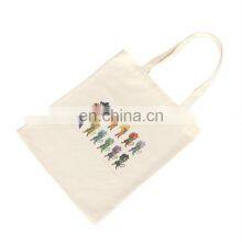 Environment-friendly Long Shoulder Belt Medium(30-50cm) Natural White Canvas Cotton Shopping Tote Bag With Zipper Inner Pocket