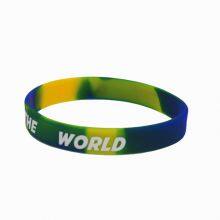 Factory Price Customized Multi-color Segmented Printed LOGO Smooth Waterproof High Quality Silicone Wristband Sport Bracelet thumbnail-6