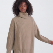 OEM Women's 100%Cashmere Turtleneck Knitted Pullover thumbnail-2