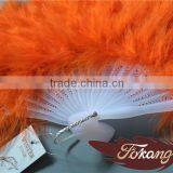Orange Big Turkey Feather Marabou Hand Fan For Party Dance Decoration thumbnail-4