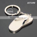 3D Three-dimensional Mini Slipper Shaped Zinc Alloy Silver Plated Blank Metal Slipper Keychain