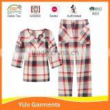 Women long seelve fashion basic pinky yarn dye cotton pajama sleepwear homewear new design