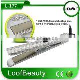 Bling Crystal Hair Straightener 1 Inch 100% Titanium Heating Plate Welded Frame, Piano Coating thumbnail-1