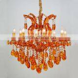 9 Lights Orange Colored Modern Led Crystal Chandelier for Home thumbnail-2
