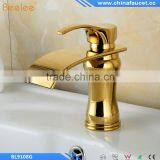 Wholesale And Retail Luxury Elegent Golden Basin Sink Faucet Single Lever Waterfall Basin Mixer Taps thumbnail-5