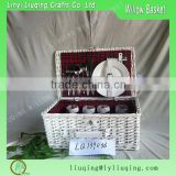 Beach Handmade Willow Picnic Hamper White Wicker Basket Made In China