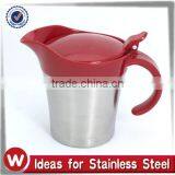 Stainless Steel Double Wall Gravy Boat With Spout & Lid thumbnail-1