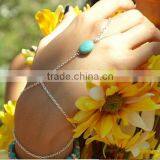 Bracelet Slave Chain Link Finger Rings Hand Harness Turquoise Anklet Chain thumbnail-1