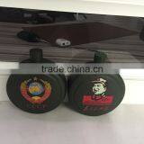 42oz Round Hip Flask With Print Logo and Spray Pain Coating Then in Leather Bag. thumbnail-4