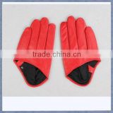 Wholesale Ladies Orange Color Leather Short Gym Gloves