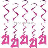 Pink Hanging Ceiling Swirl Decoration for Girls 21th Birthday Party thumbnail-1