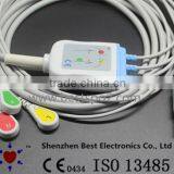 GE Vivid ECG 3 Lead Cable and Leadwires With Double 7pin Connector