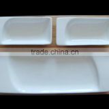 HM0050-7746,7747 Durable porcelain 3pcs rect dish set and wood tray