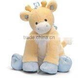 soft and cute yellow giraffe baby plush toys with embroidery