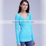 Women's Knitted Waffle T-shirt With Embroidery and Crystal thumbnail-5