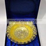 Gold Finish Embossed Brass Dry Fruit, Candy & Nut Bowl in Velvet Box for Corporate Gifts thumbnail-4