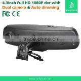 4.3inch Rearview Mirror Car Video Recorder 1080p hd Dual Lens Car Dvr Camera Recorder thumbnail-3