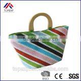 Tote Bag Straw Bags Women Bag With Diagonal Stripes thumbnail-3