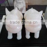 Hand Carved Natural Stone White Jade Rabbit Statue thumbnail-1
