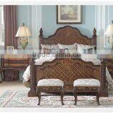 Verona Style Replica Carved Wooden Post Bed With Night Stand, Palace Royal Bedroom Furniture Set thumbnail-2