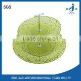 Green Color Glass Dinner Plate Set With Metal Handle Stand thumbnail-1