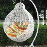 Outdoor Patio Garden Rattan Hanging Egg Basket Swing Chair With Metal Stand thumbnail-1