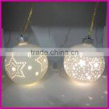 Christmas Indoor Decoration Ceramic LED Light Ball With Hollow Star thumbnail-1