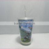 Wholesale Fashion Customized Coco Cola Cup With Straw for Plastic Cup thumbnail-1