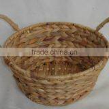 Round Water- Hyacinth Basket With Handle/planter thumbnail-1