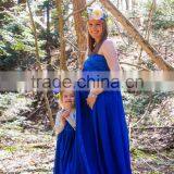 Mommy And Daughter Party Dress Maternity Blue Chiffon Floor Length Gown Dress thumbnail-1