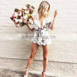 2017 New Chiffon White Chiffon Romper , Women Floral Jumpsuits thumbnail-4