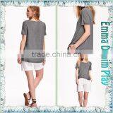 Hot Grey Stretch Soft Fabric Loose Fitness Womens Big Wide Neck Short Sleeve T-Shirts thumbnail-5