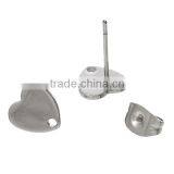 Stainless Steel Earring Findings Ear Studs Studs Heart Silver Tone 8.0mm x 8.0mm thumbnail-3