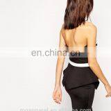 New Fashion Ladies Sexy Mini Lace Top Bandeau Tight Black Peplum Dress thumbnail-3
