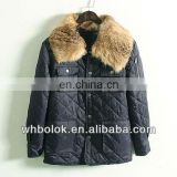 Mens big raccoon quilted casual man jacket navy blue winter blazer for man