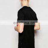 Men Plain Black Cotton Longline T-shirts Cheap thumbnail-2