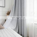Wholesale Cheap Black White Checked Printing Polyester Sound Proof Shading Blackout Blind Readymade Window Curtain thumbnail-3
