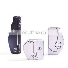 Modern Abstract Nordic Luxury Face Ceramic Flower Vase for Home Decor Accessories thumbnail-2